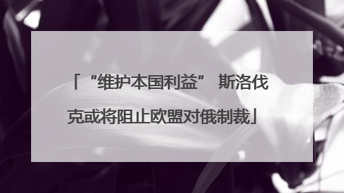 “维护本国利益” 斯洛伐克或将阻止欧盟对俄制裁