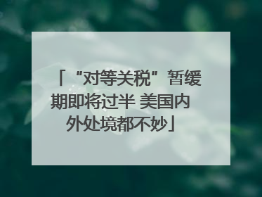 “对等关税”暂缓期即将过半 美国内外处境都不妙