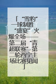 “雪豹”一球制胜 “盛宴”火爆全场——第二届“青超联赛”第二轮西宁主场比赛见闻