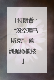 特朗普：“没空理马斯克” 欧洲抛橄榄枝