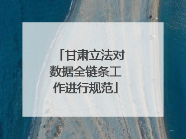 甘肃立法对数据全链条工作进行规范