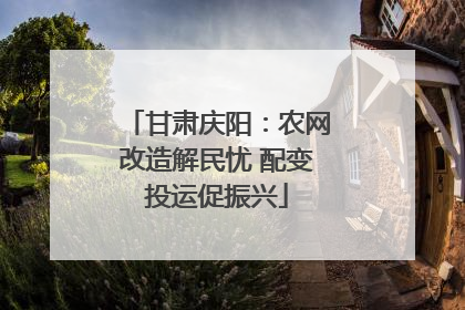 甘肃庆阳：农网改造解民忧 配变投运促振兴