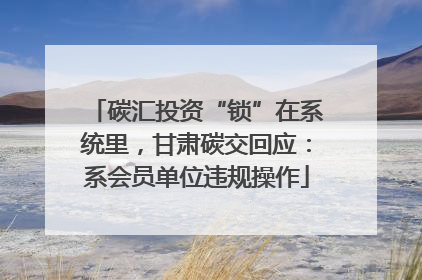 碳汇投资“锁”在系统里，甘肃碳交回应：系会员单位违规操作