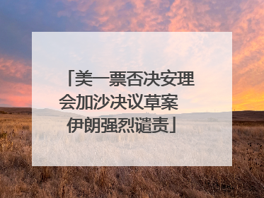 美一票否决安理会加沙决议草案 伊朗强烈谴责