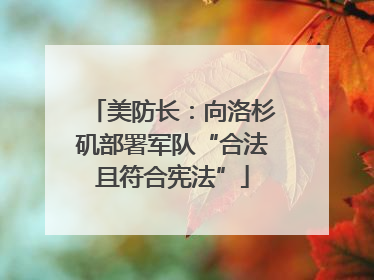 美防长：向洛杉矶部署军队“合法且符合宪法”