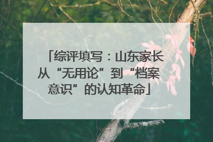 综评填写：山东家长从“无用论”到“档案意识”的认知革命