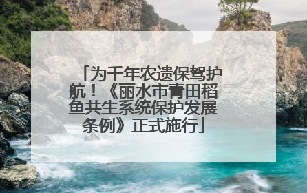 为千年农遗保驾护航！《丽水市青田稻鱼共生系统保护发展条例》正式施行