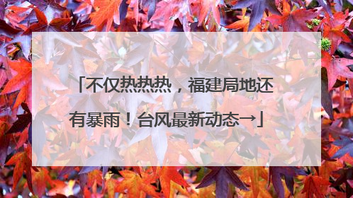 不仅热热热，福建局地还有暴雨！台风最新动态→