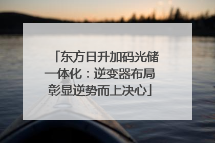东方日升加码光储一体化：逆变器布局彰显逆势而上决心