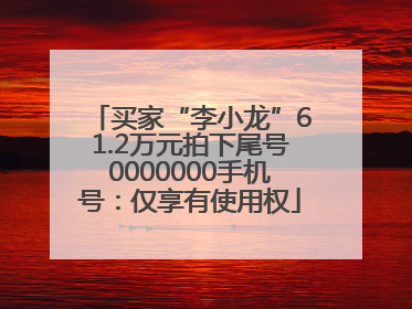 买家“李小龙”61.2万元拍下尾号0000000手机号：仅享有使用权