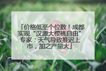 价格低至个位数！成都实现“汉源大樱桃自由” 专家：天气导致推迟上市，加之产量大