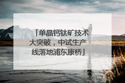 单晶钙钛矿技术大突破，中试生产线落地浦东康桥