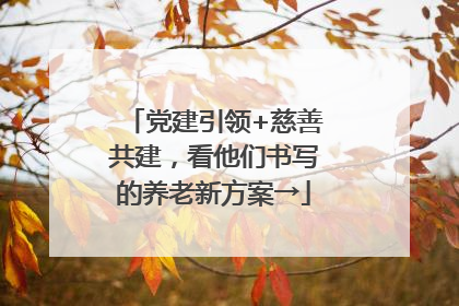 党建引领+慈善共建，看他们书写的养老新方案→