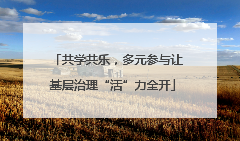 共学共乐，多元参与让基层治理“活”力全开