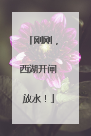 刚刚，西湖开闸放水！
