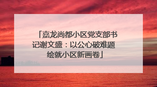 嘉龙尚都小区党支部书记谢文盛：以公心破难题 绘就小区新画卷