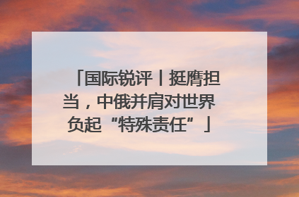 国际锐评丨挺膺担当，中俄并肩对世界负起“特殊责任”