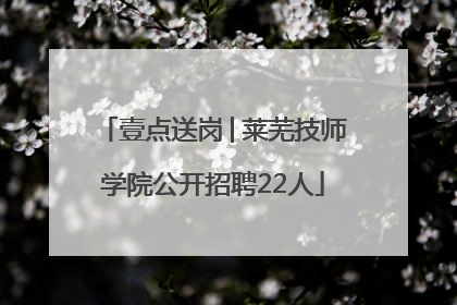 壹点送岗│莱芜技师学院公开招聘22人