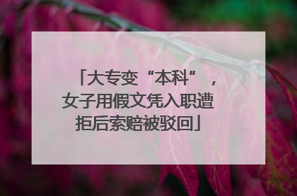 大专变“本科”，女子用假文凭入职遭拒后索赔被驳回