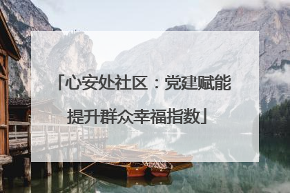 心安处社区：党建赋能 提升群众幸福指数