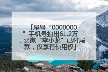 尾号“0000000”手机号拍出61.2万，买家“李小龙”已付尾款，仅享有使用权