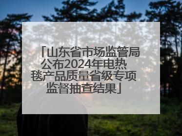 山东省市场监管局公布2024年电热毯产品质量省级专项监督抽查结果