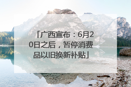 广西宣布：6月20日之后，暂停消费品以旧换新补贴