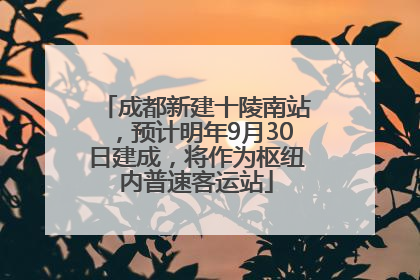 成都新建十陵南站，预计明年9月30日建成，将作为枢纽内普速客运站