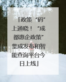 政策“码”上通晓！“成都惠企政策”集成发布和智能查询平台今日上线