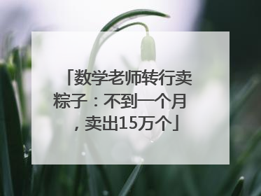 数学老师转行卖粽子：不到一个月，卖出15万个