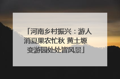 河南乡村振兴：游人消夏果农忙秋 黄土塬变游园处处皆风景