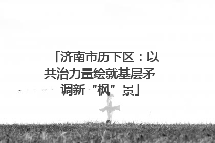 济南市历下区：以共治力量绘就基层矛调新“枫”景