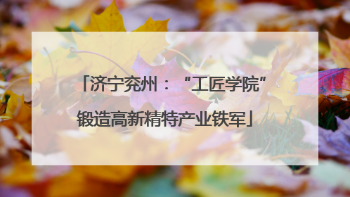 济宁兖州：“工匠学院”锻造高新精特产业铁军