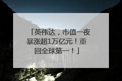 英伟达，市值一夜暴涨超1万亿元！重回全球第一！