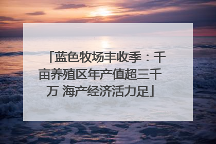 蓝色牧场丰收季：千亩养殖区年产值超三千万 海产经济活力足