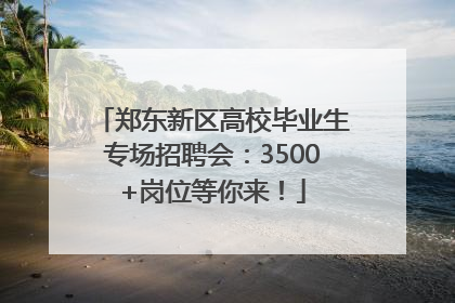 郑东新区高校毕业生专场招聘会：3500+岗位等你来！