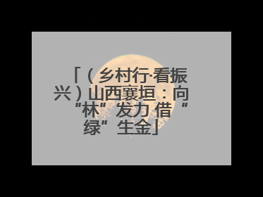 （乡村行·看振兴）山西襄垣：向“林”发力 借“绿”生金