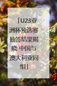 U23亚洲杯预选赛抽签结果揭晓 中国与澳大利亚同组